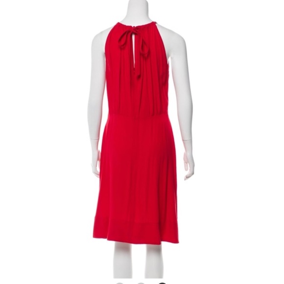 Kate Spade halter knee length red crepe dress - Picture 3 of 4